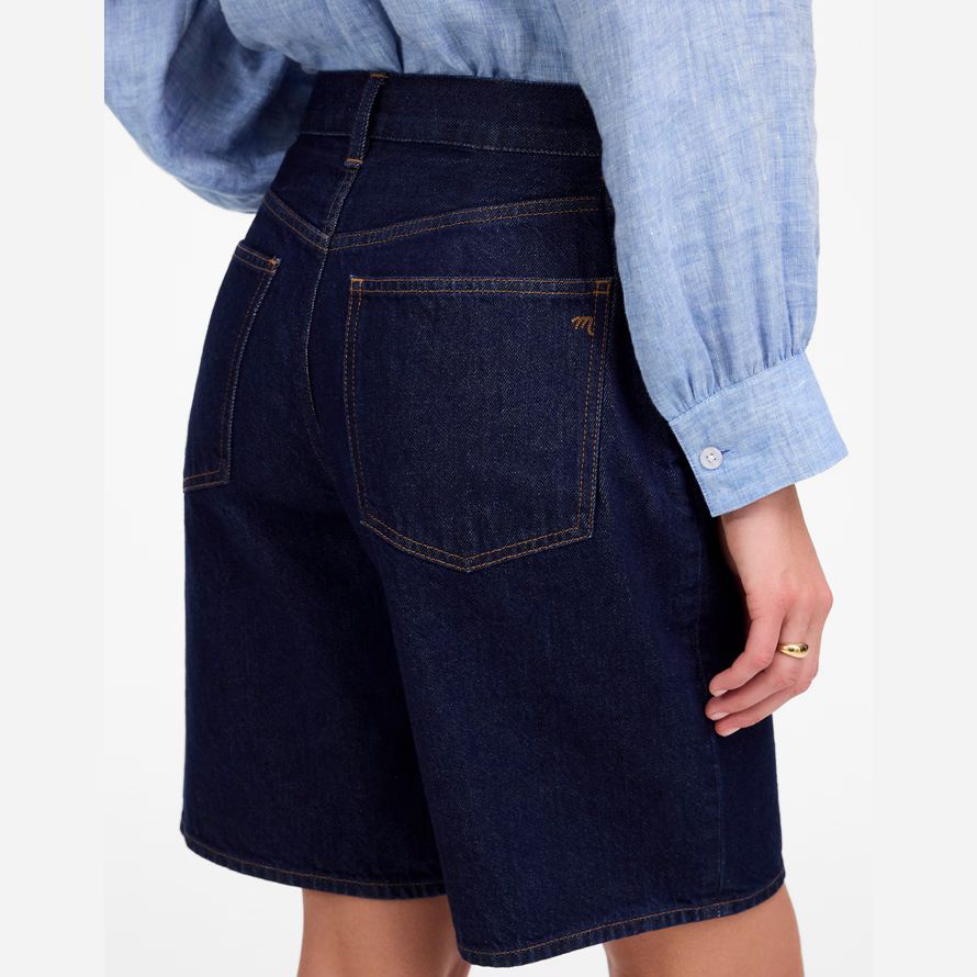 azul oscuro womens madewell 1997 bermudas de mezclilla