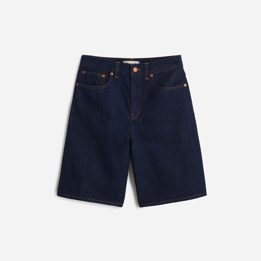 azul oscuro womens madewell 1997 bermudas de mezclilla