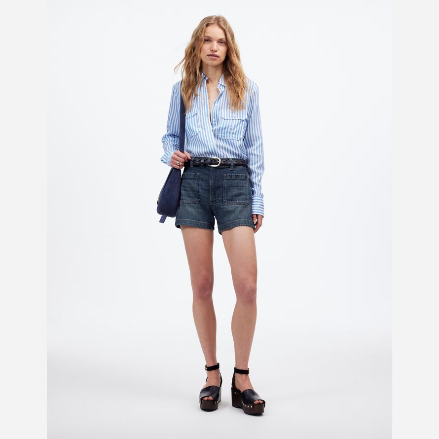 azul oscuro womens madewell el denim emmett cortos