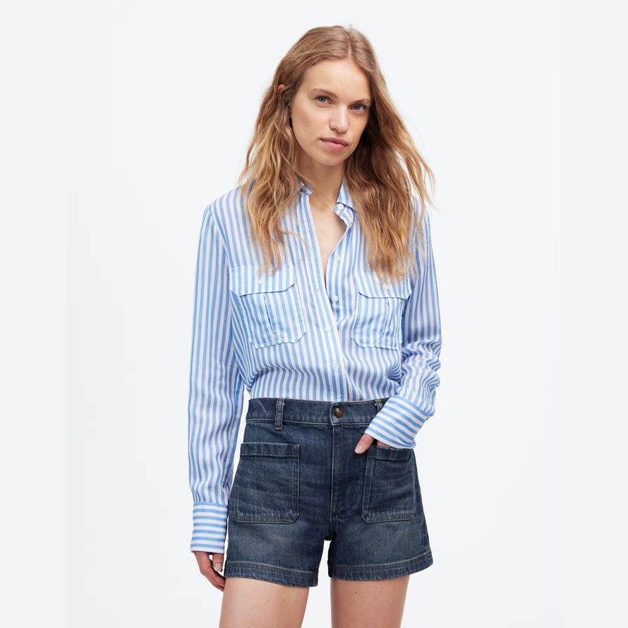 azul oscuro womens madewell el denim emmett cortos