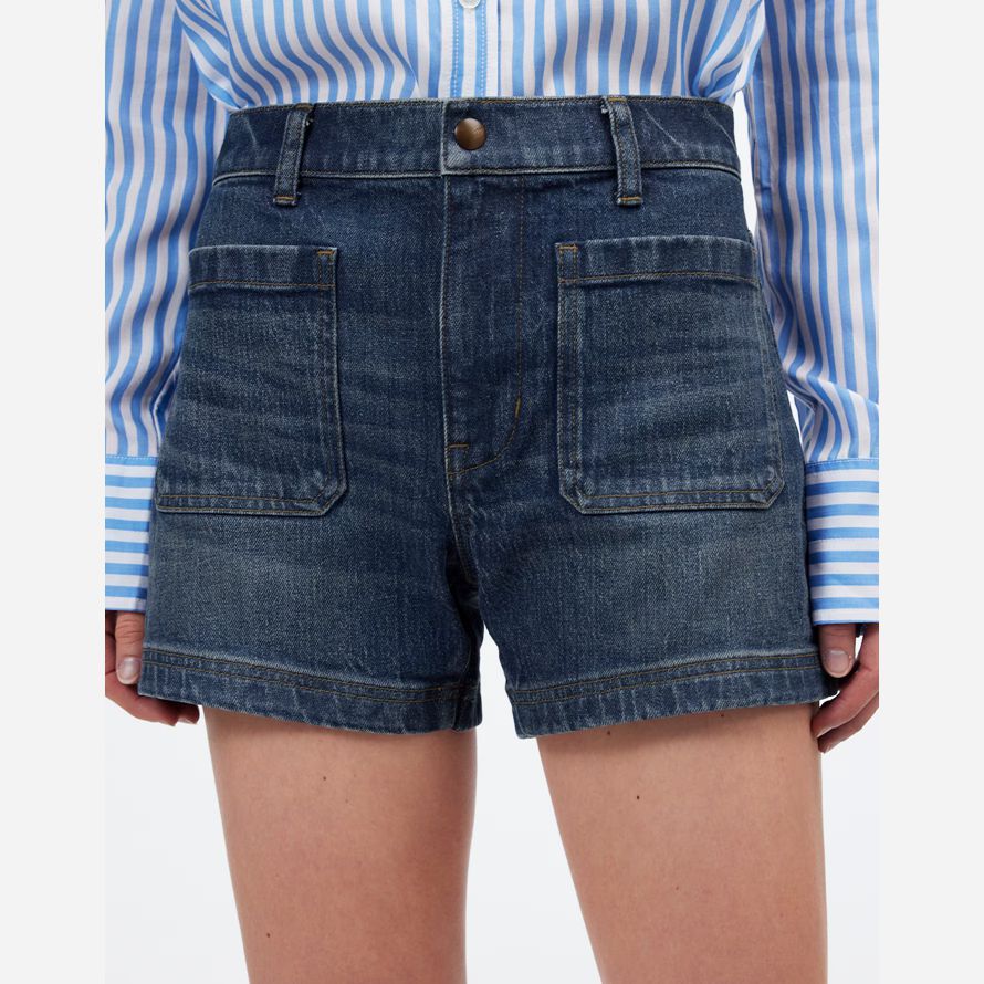 azul oscuro womens madewell el denim emmett cortos