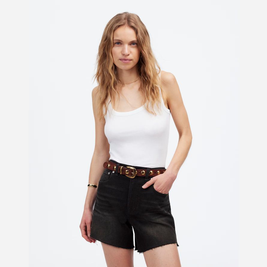 negro madewell la cosecha perfecta la mitad de la longitud del dril de algodón pantalones cortos de mujer