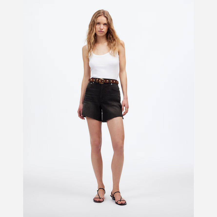 negro madewell la cosecha perfecta la mitad de la longitud del dril de algodón pantalones cortos de mujer