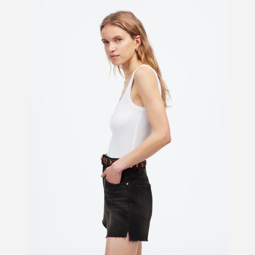negro madewell la cosecha perfecta la mitad de la longitud del dril de algodón pantalones cortos de mujer