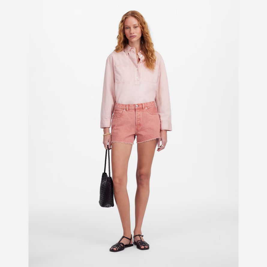 pink womens madewell la brynn también dye cortos