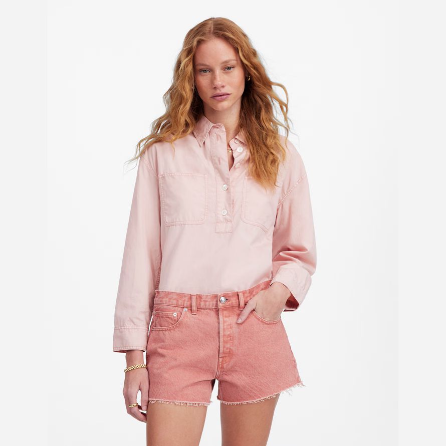 pink womens madewell la brynn también dye cortos