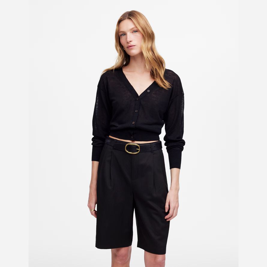 madewell relajado plisado pantalones cortos para mujer negro