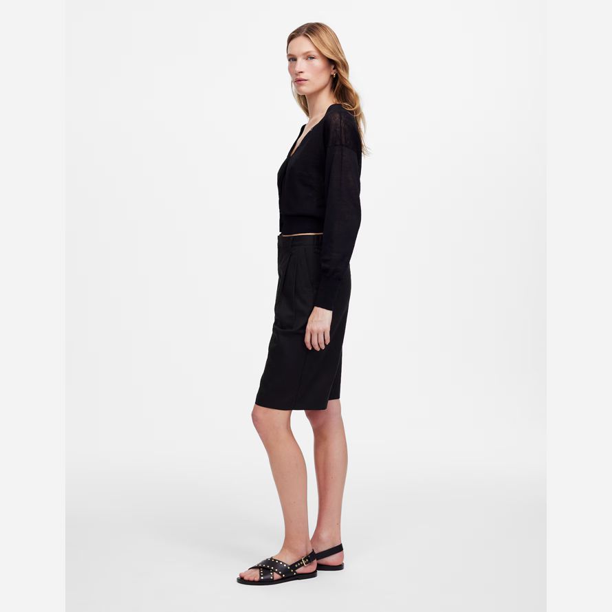 madewell relajado plisado pantalones cortos para mujer negro