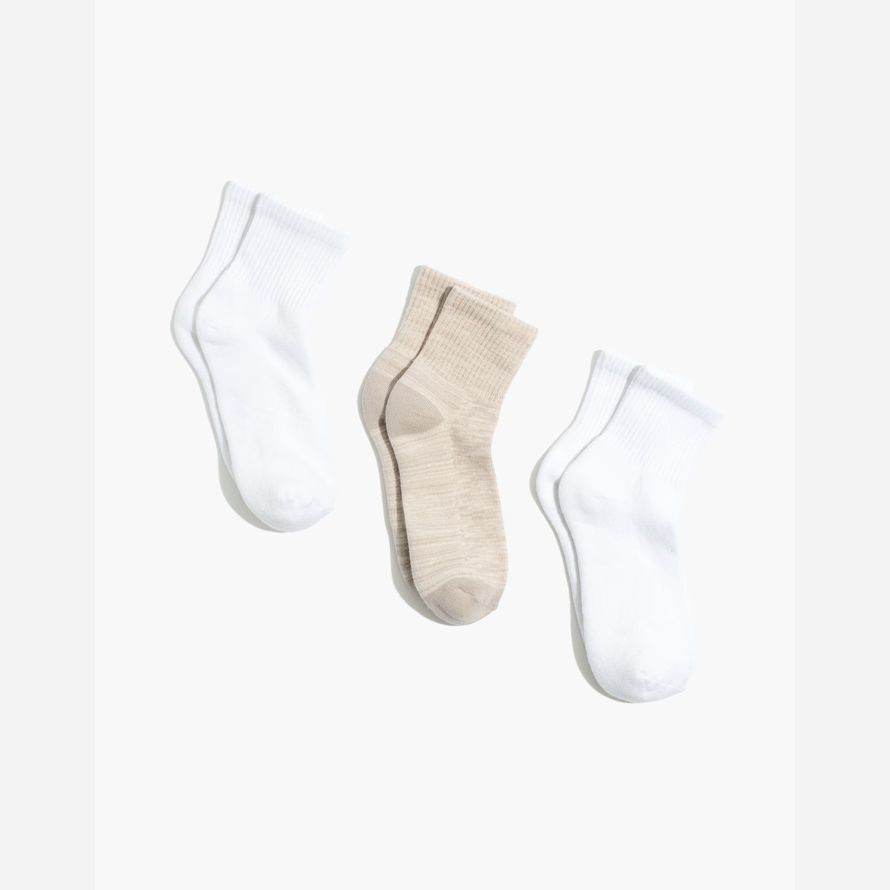 blanco crema de madewell tres-pack mwl cloudlift tobillo medias de mujer