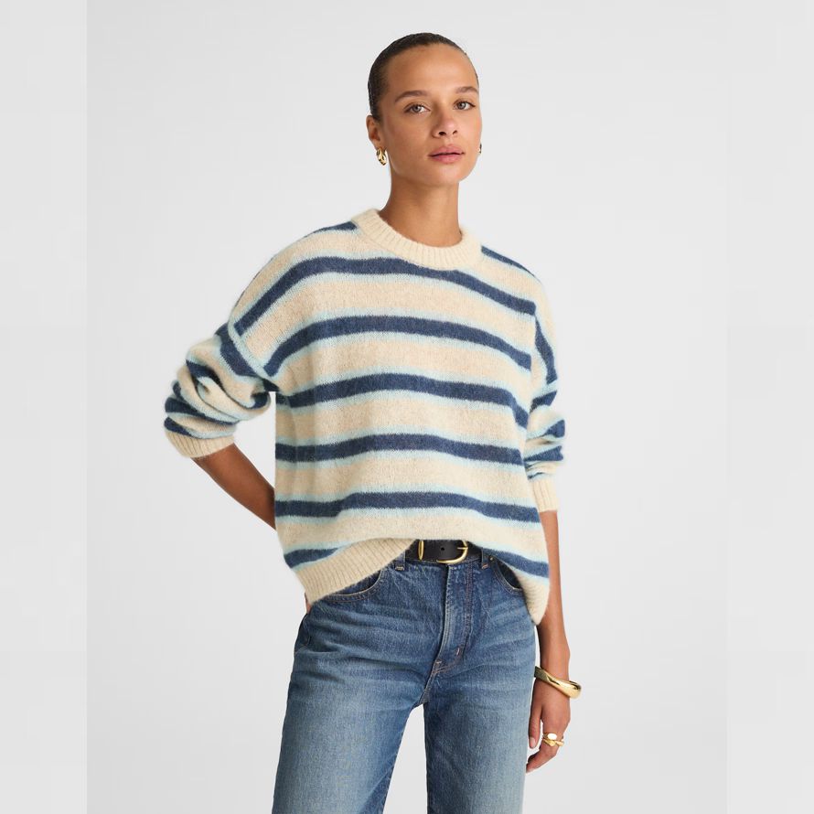 azul oscuro beige azul para mujer de madewell de rayas jersey de alpaca mezcla suéter