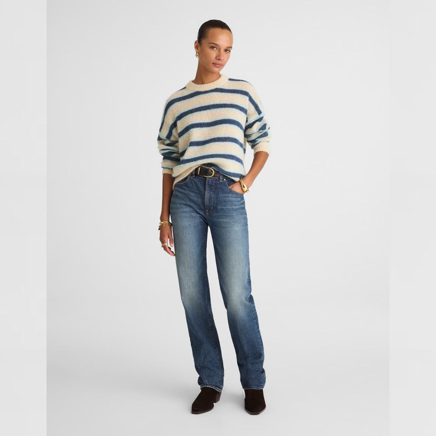 azul oscuro beige azul para mujer de madewell de rayas jersey de alpaca mezcla suéter