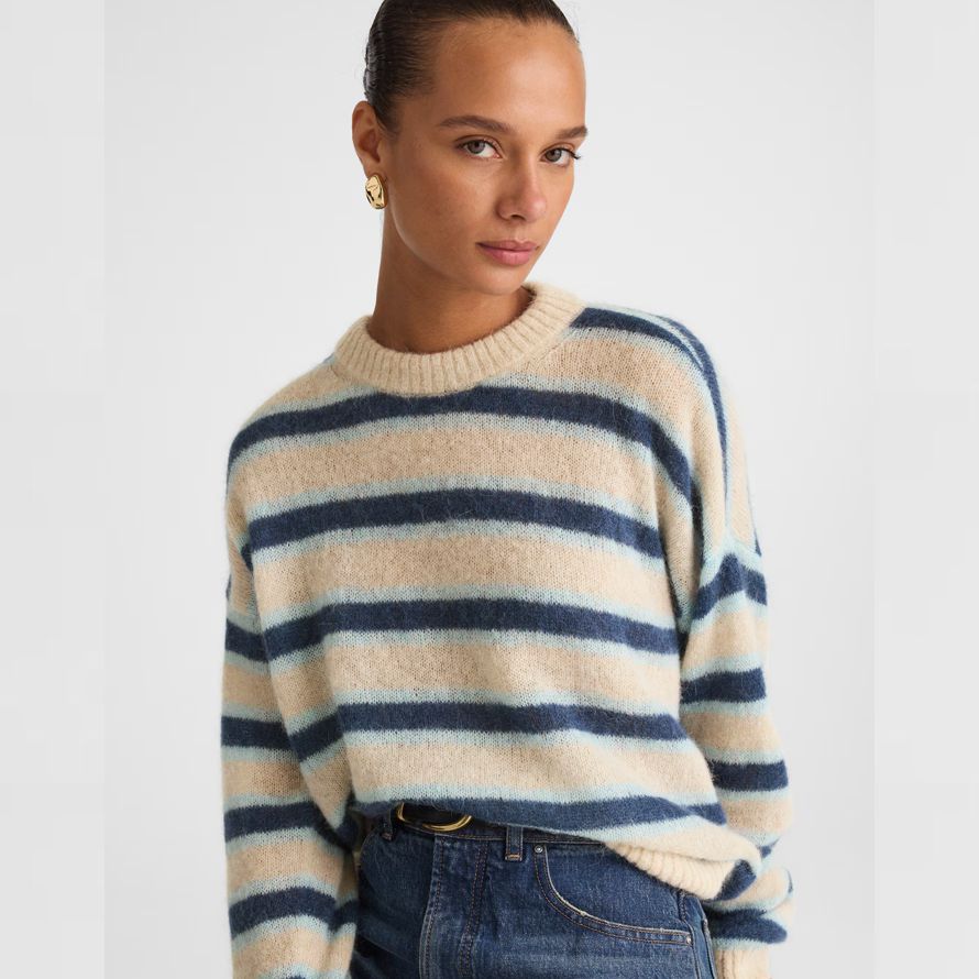 azul oscuro beige azul para mujer de madewell de rayas jersey de alpaca mezcla suéter