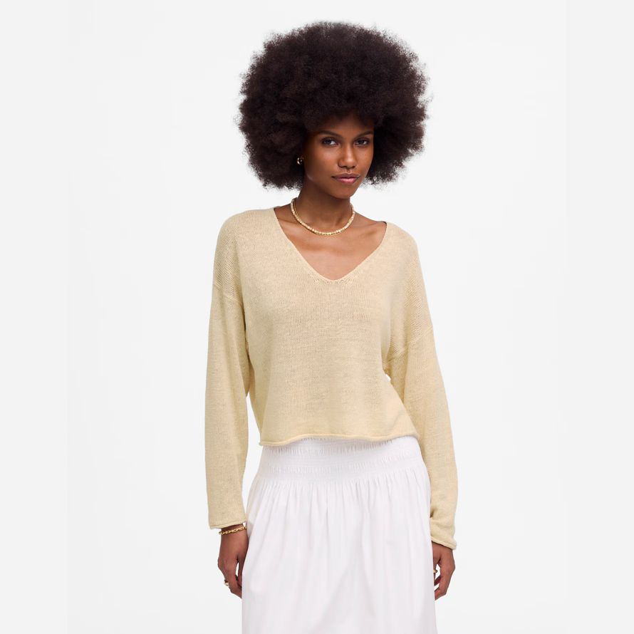 crema para mujer de la ropa de madewell cuello en v suéter