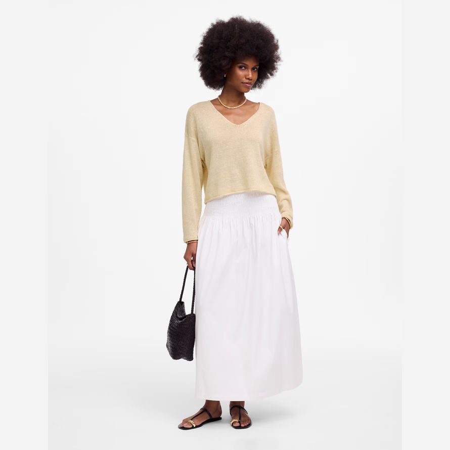 crema para mujer de la ropa de madewell cuello en v suéter