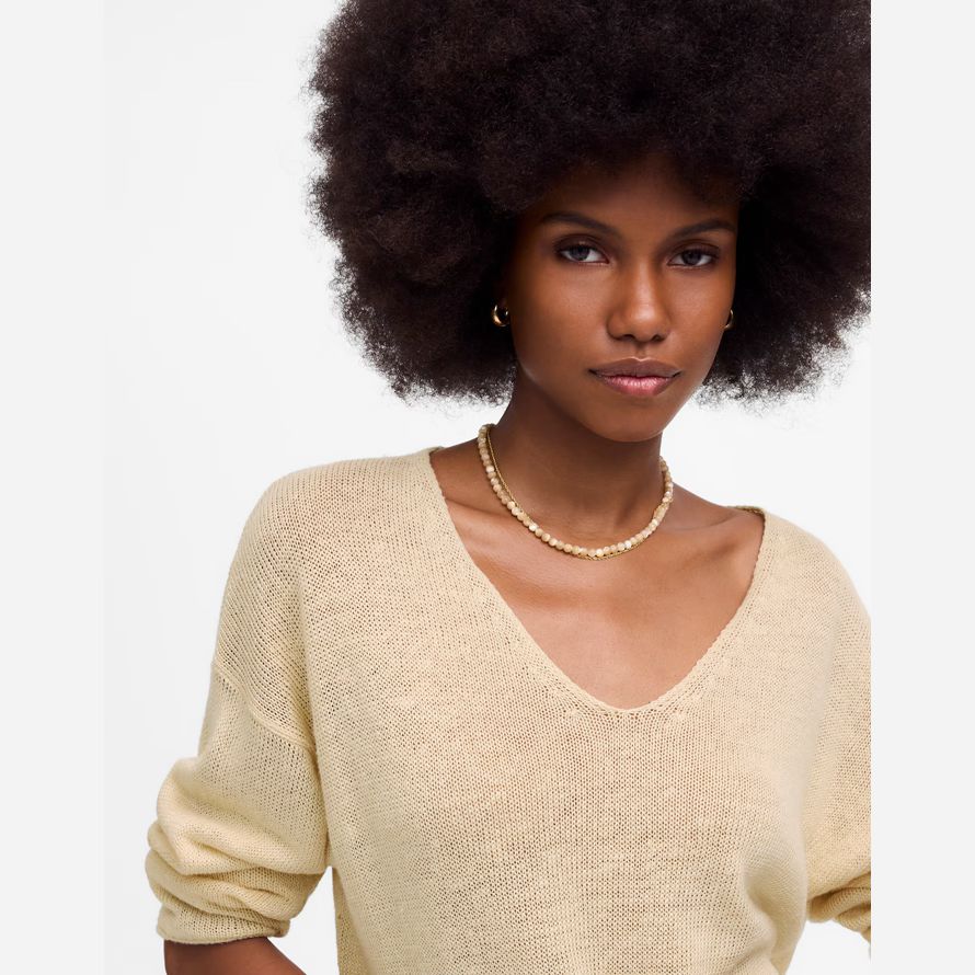 crema para mujer de la ropa de madewell cuello en v suéter