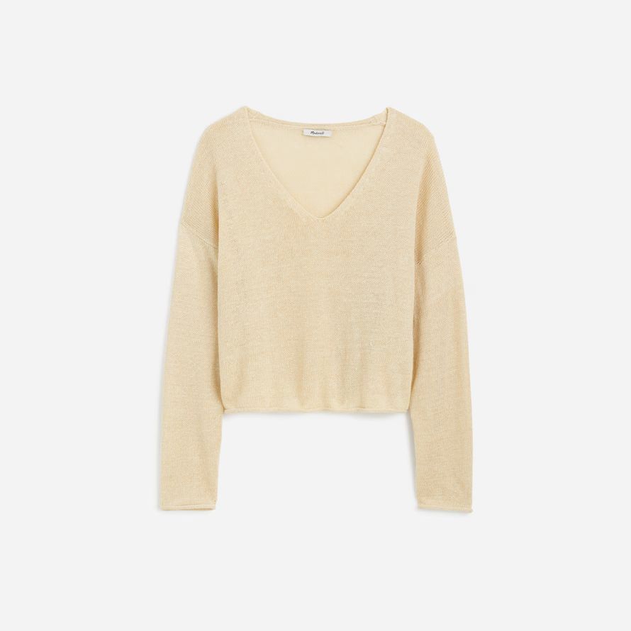 crema para mujer de la ropa de madewell cuello en v suéter