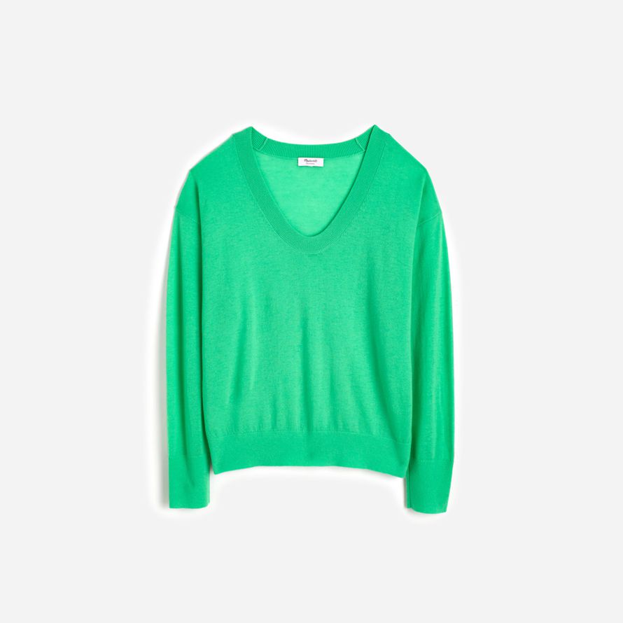 womens madewell de cachemira de cuello u jersey suéter verde