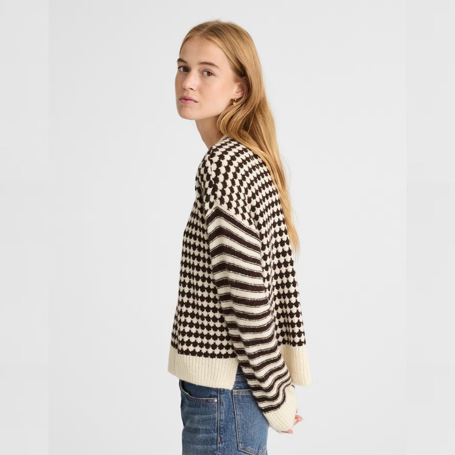 crema negro para mujer de madewell mixto de rayas jersey suéter