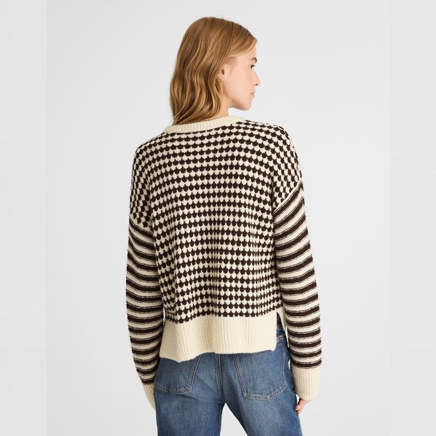crema negro para mujer de madewell mixto de rayas jersey suéter