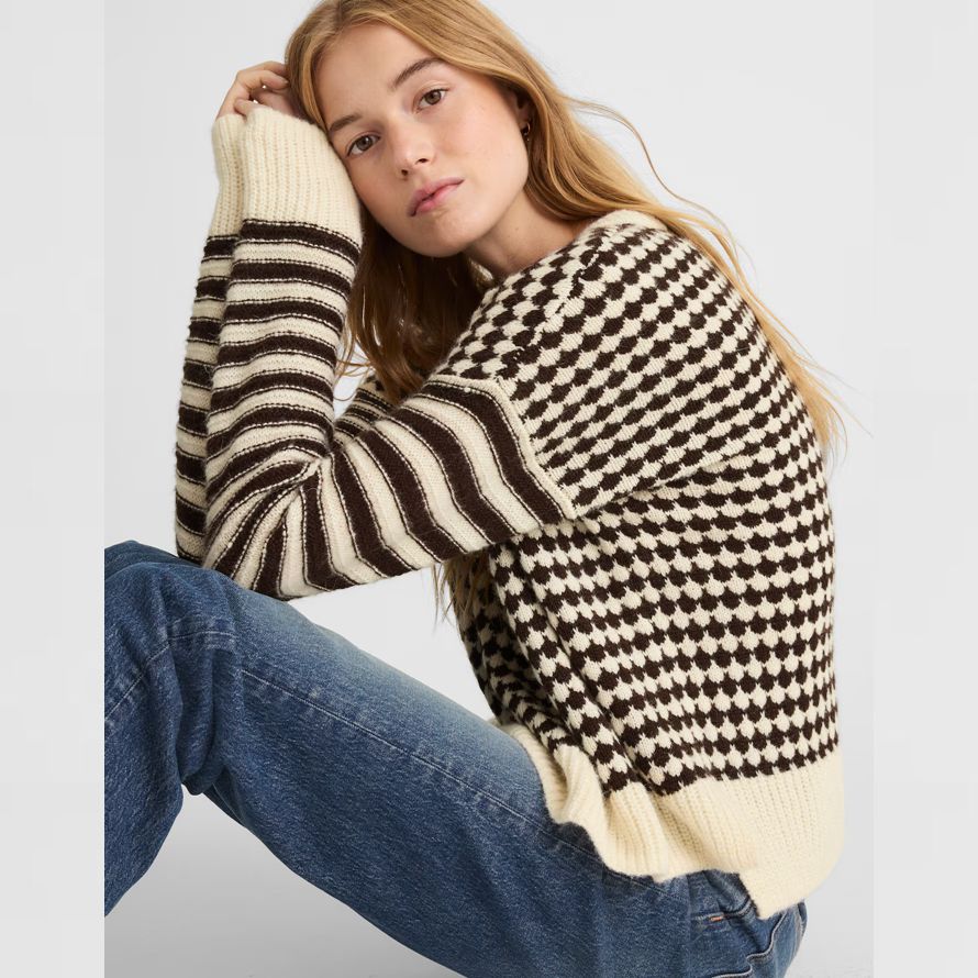 crema negro para mujer de madewell mixto de rayas jersey suéter