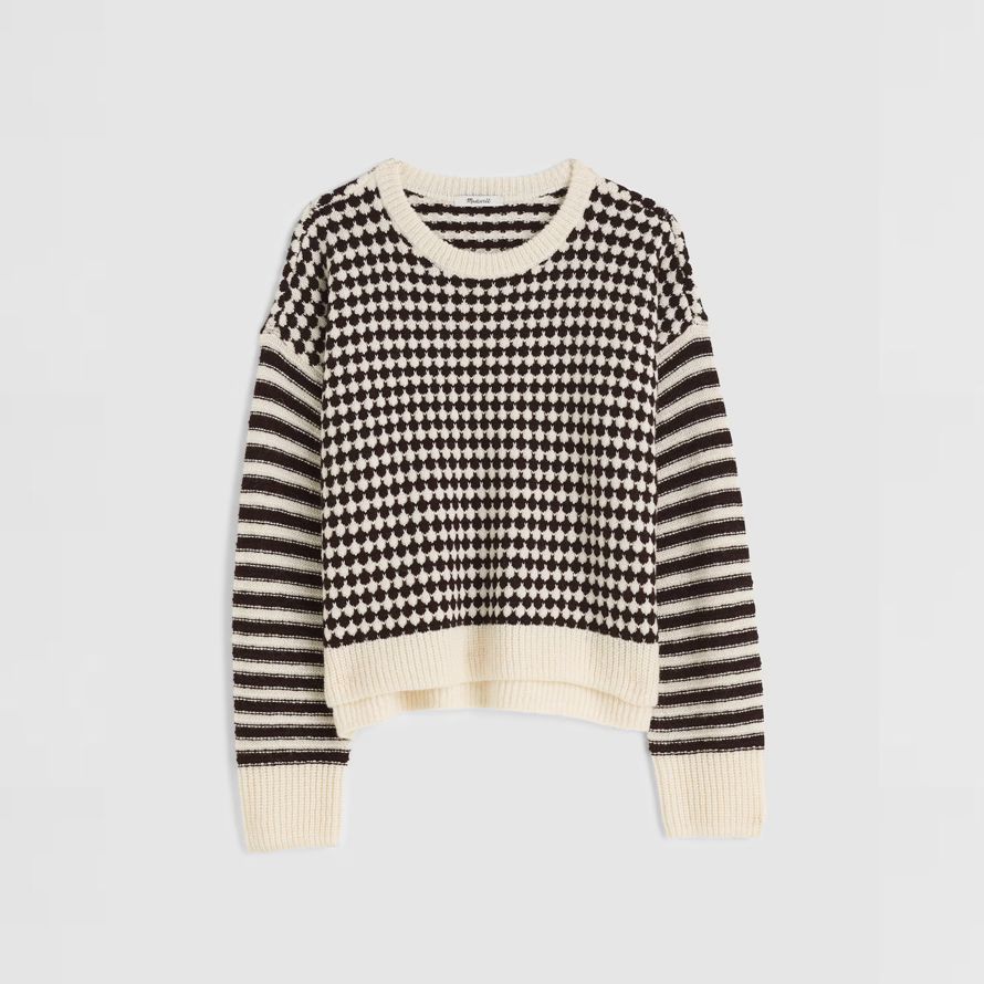 crema negro para mujer de madewell mixto de rayas jersey suéter