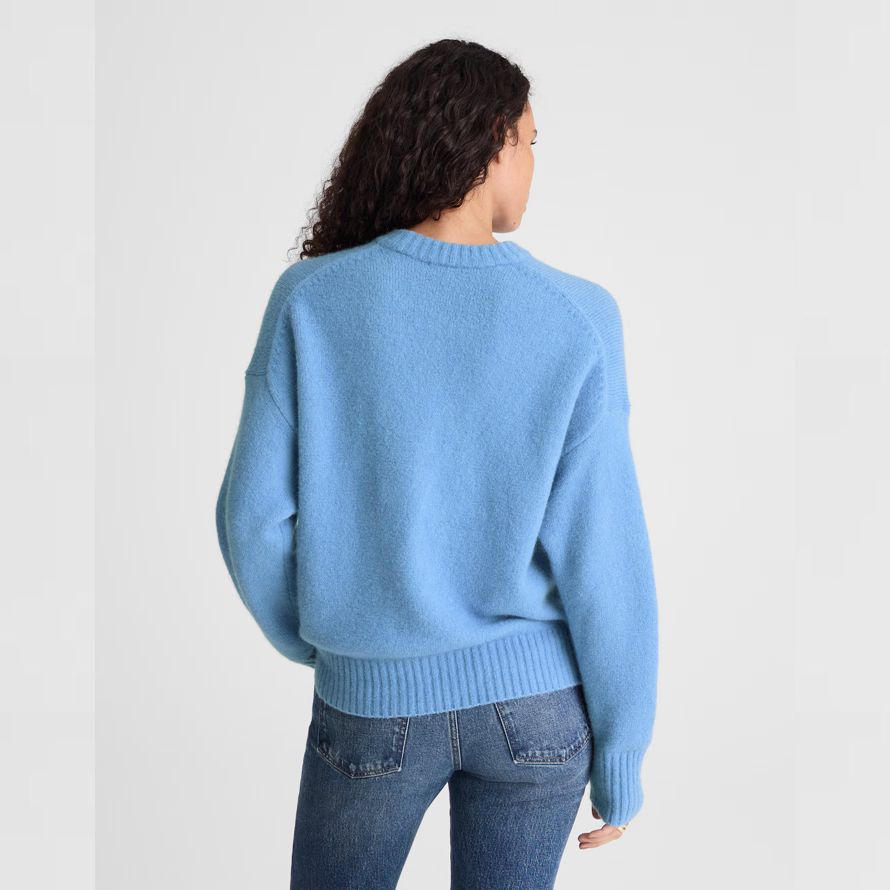 azul mujeres madewell cloudsoft caída de hombro-cuello redondo suéter