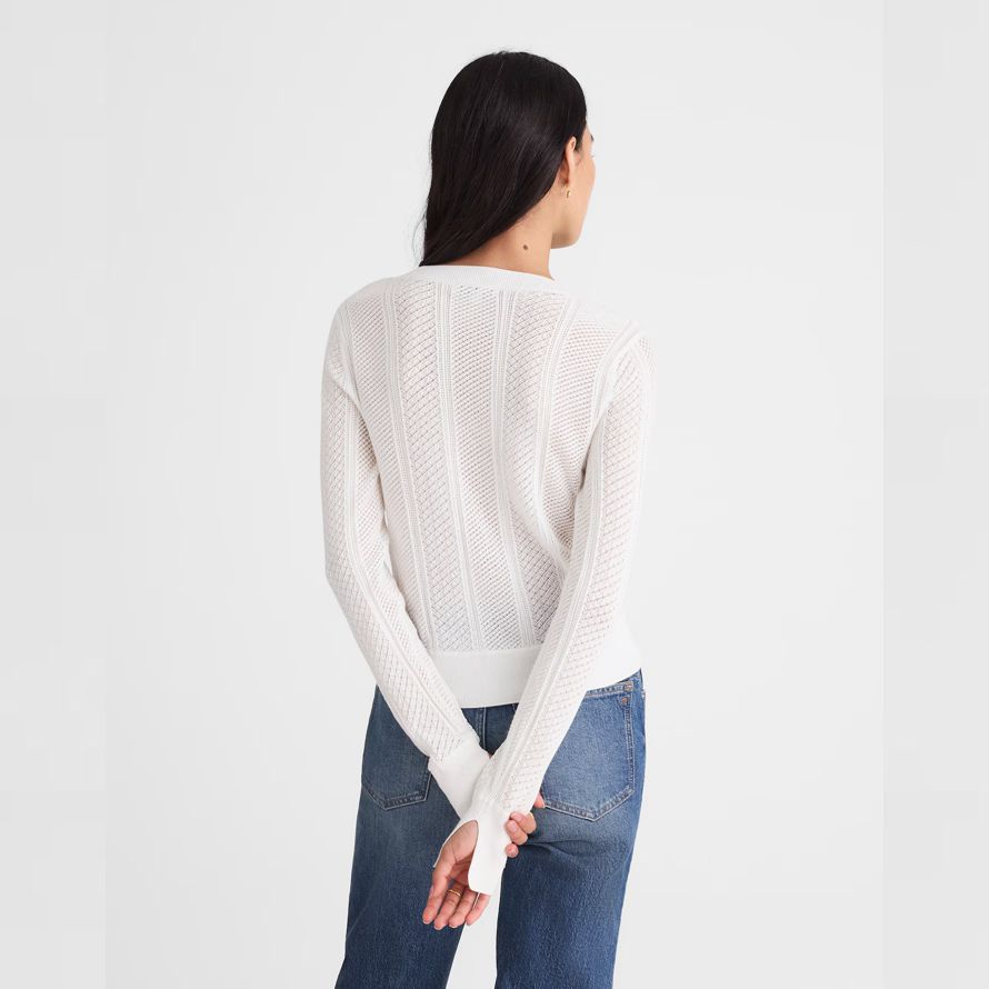 womens madewell la firma de punto de encaje de punto suéter blanco