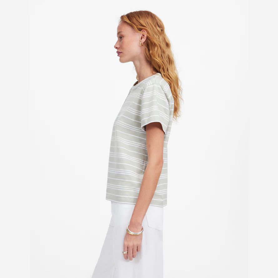 blanco verde womens madewell algodón perfecto cuello redondo camisetas