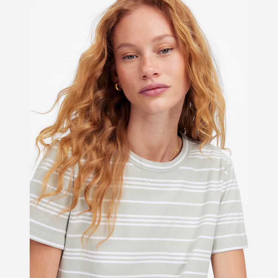 blanco verde womens madewell algodón perfecto cuello redondo camisetas