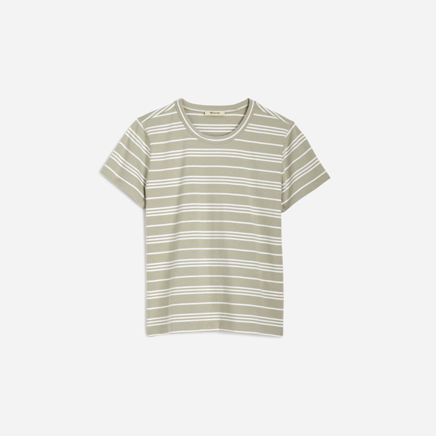 blanco verde womens madewell algodón perfecto cuello redondo camisetas
