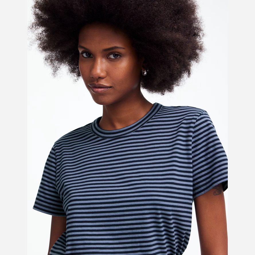 madewell algodón perfecto con cuello redondo para mujer camisetas azul marina de guerra