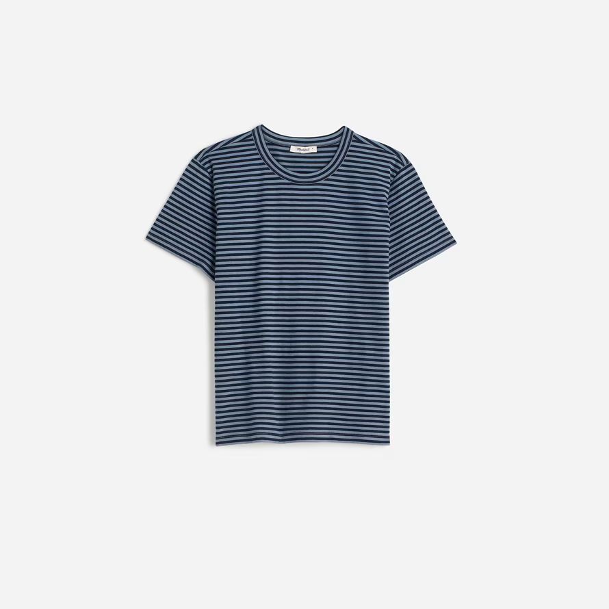 madewell algodón perfecto con cuello redondo para mujer camisetas azul marina de guerra
