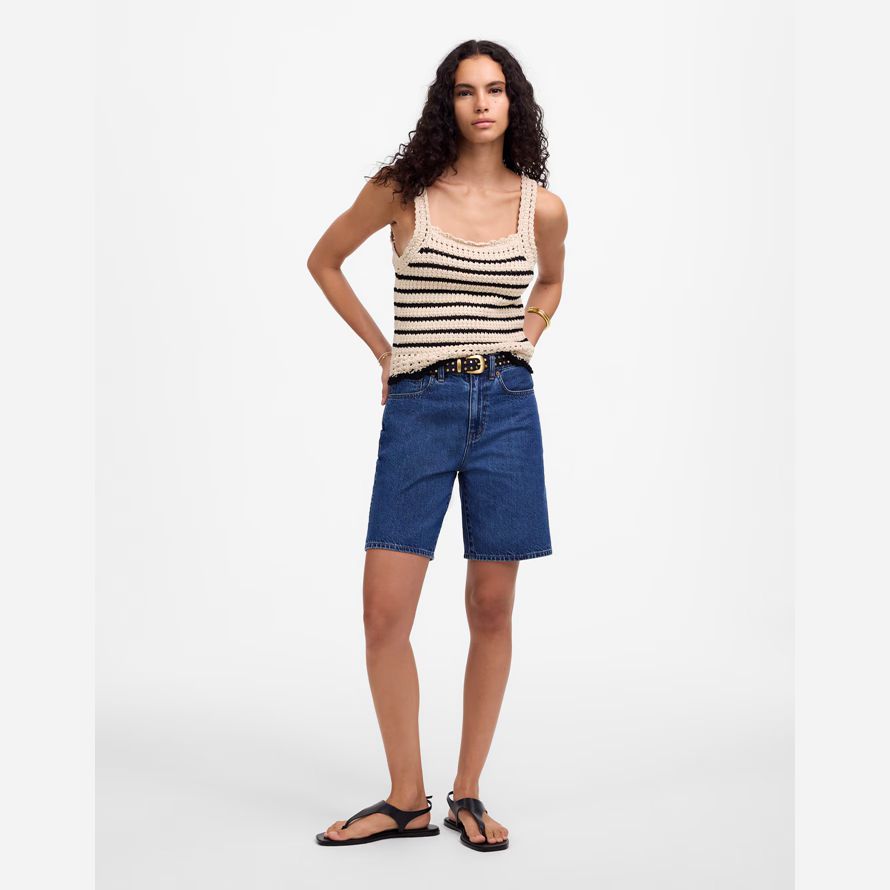 beige negro para mujer de madewell de ganchillo de punto de algodón suéter tanque
