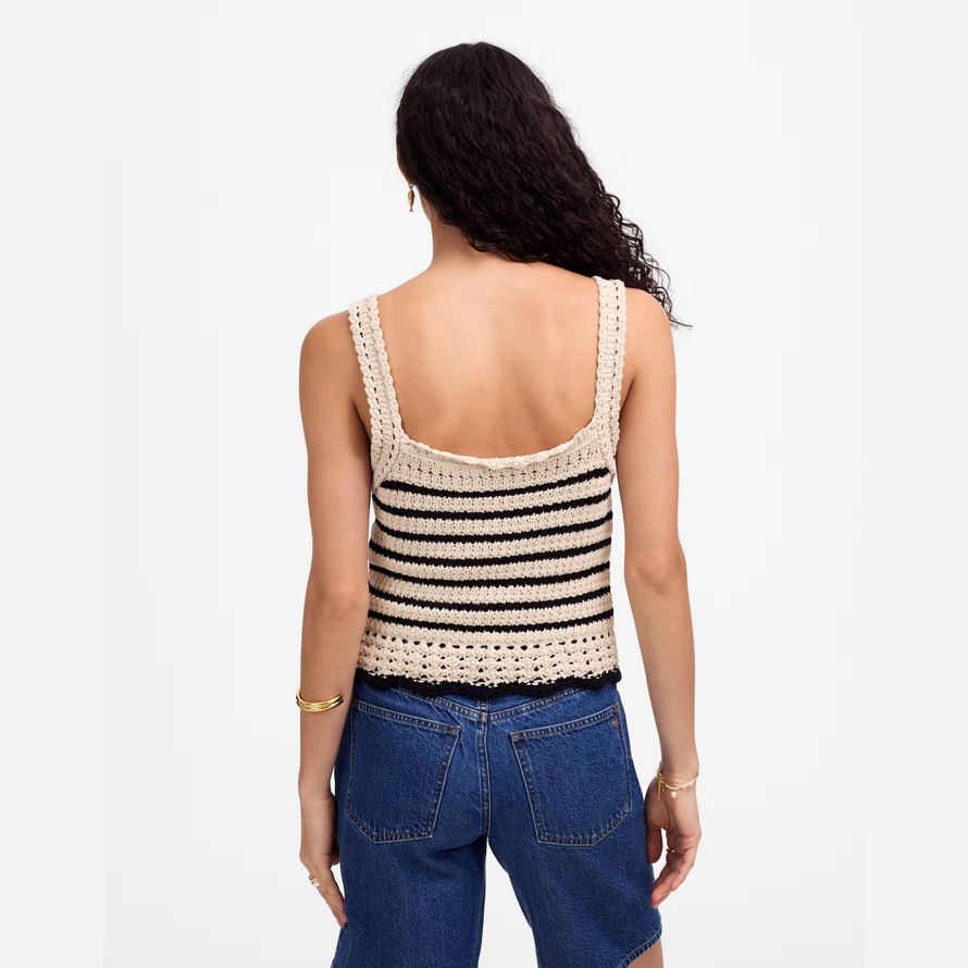beige negro para mujer de madewell de ganchillo de punto de algodón suéter tanque