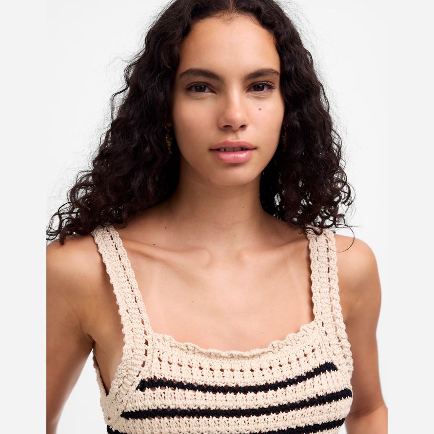 beige negro para mujer de madewell de ganchillo de punto de algodón suéter tanque