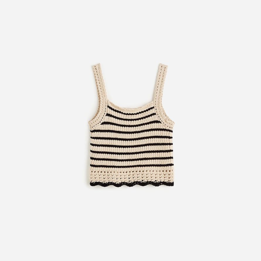 beige negro para mujer de madewell de ganchillo de punto de algodón suéter tanque