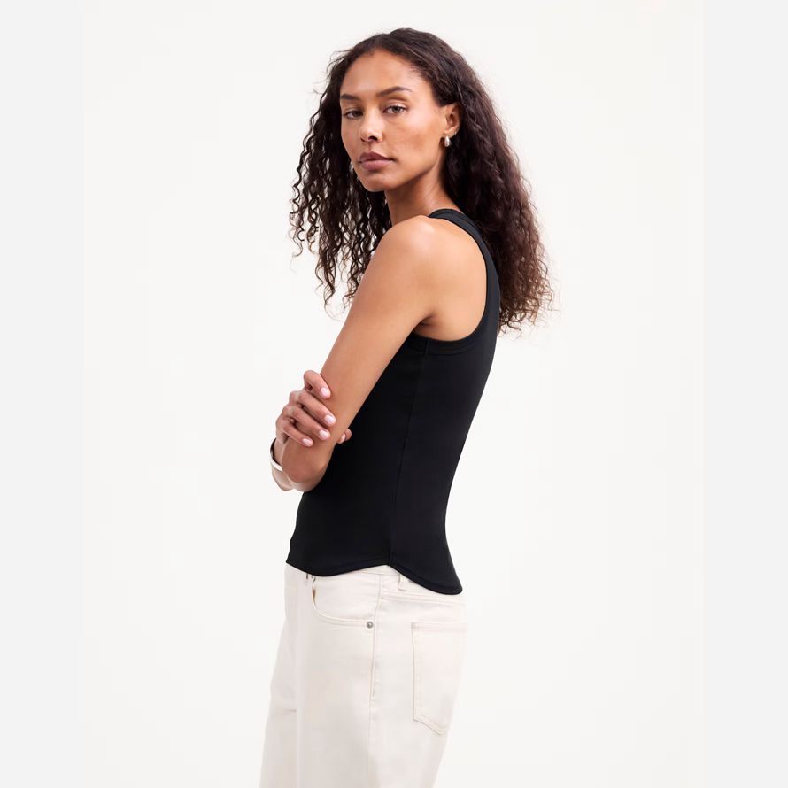 black womens madewell regenerativa de algodón acanalado corte tanque
