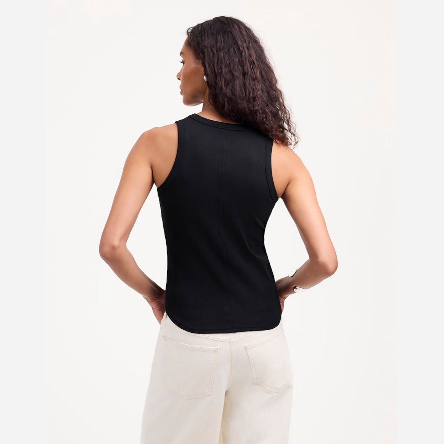 black womens madewell regenerativa de algodón acanalado corte tanque