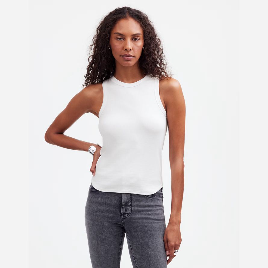 blanco madewell regenerativa de algodón acanalado corte womens tanque