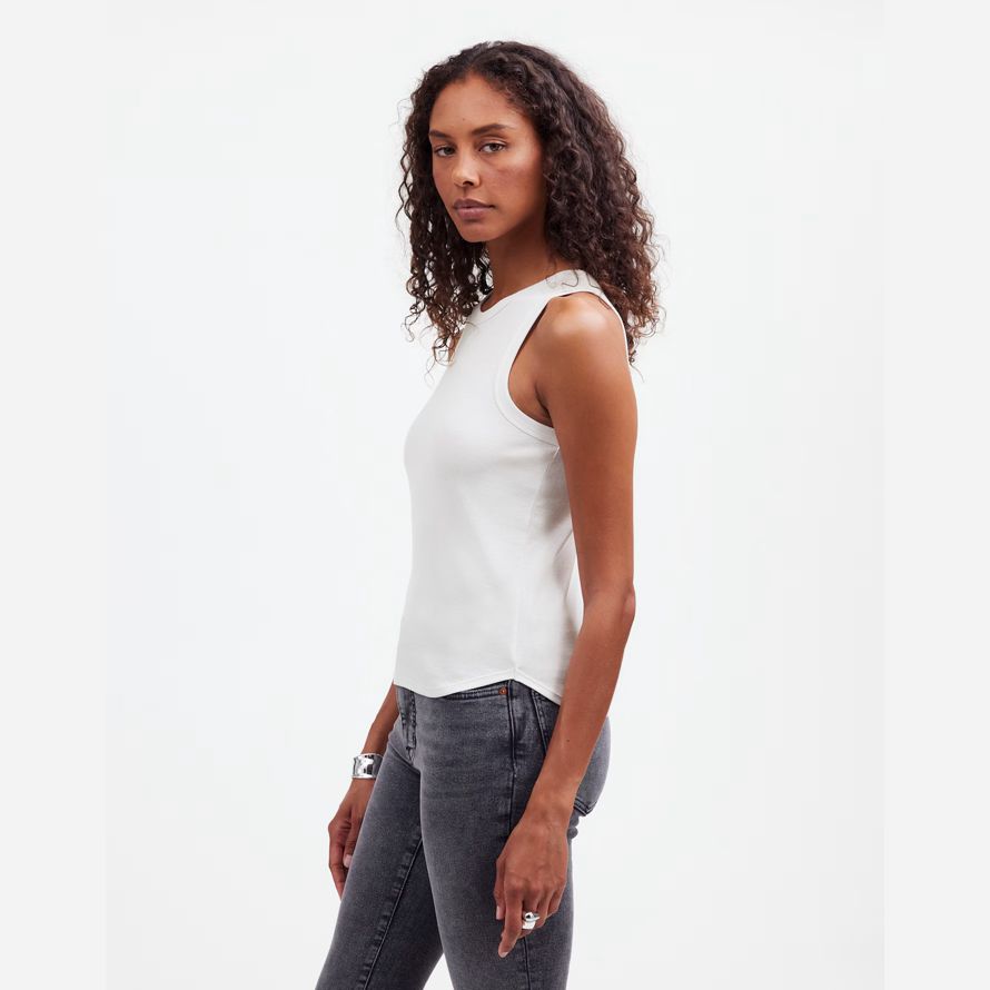 blanco madewell regenerativa de algodón acanalado corte womens tanque