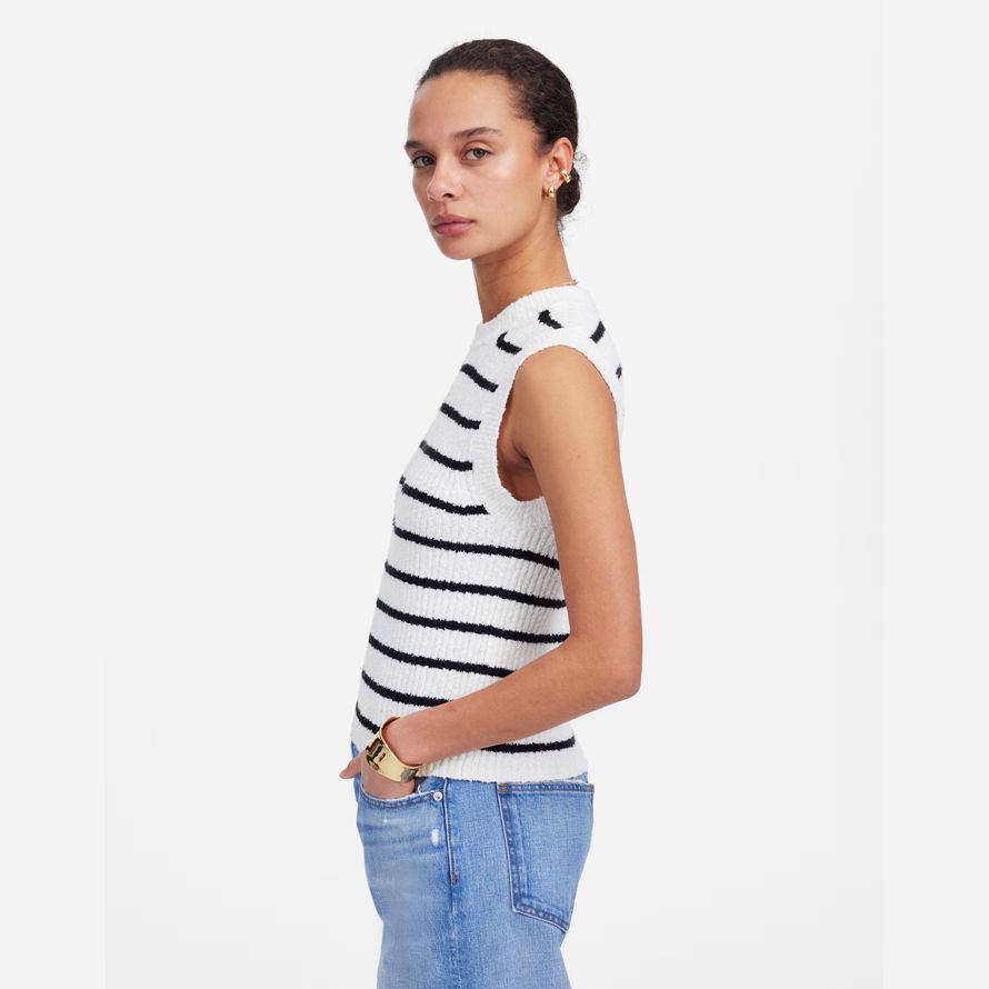 blanco negro para mujer de madewell boucl�suéter tanque