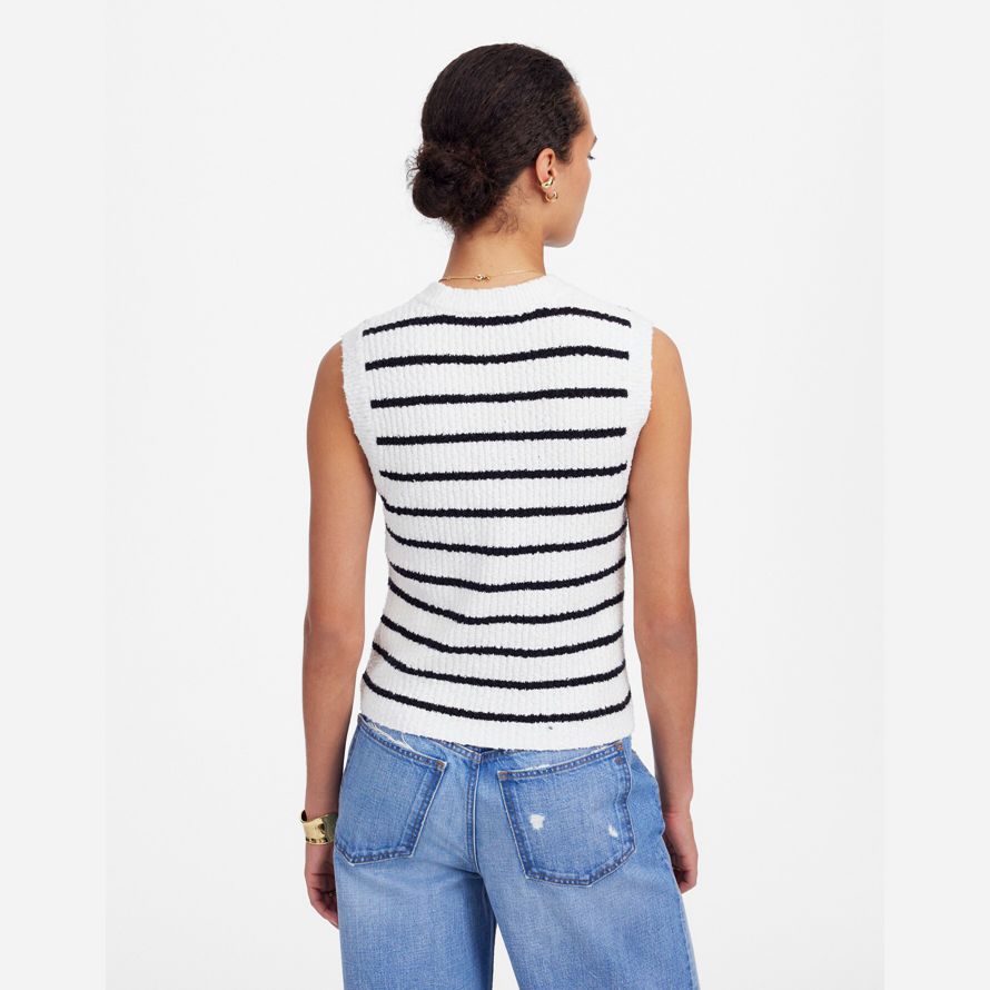 blanco negro para mujer de madewell boucl�suéter tanque