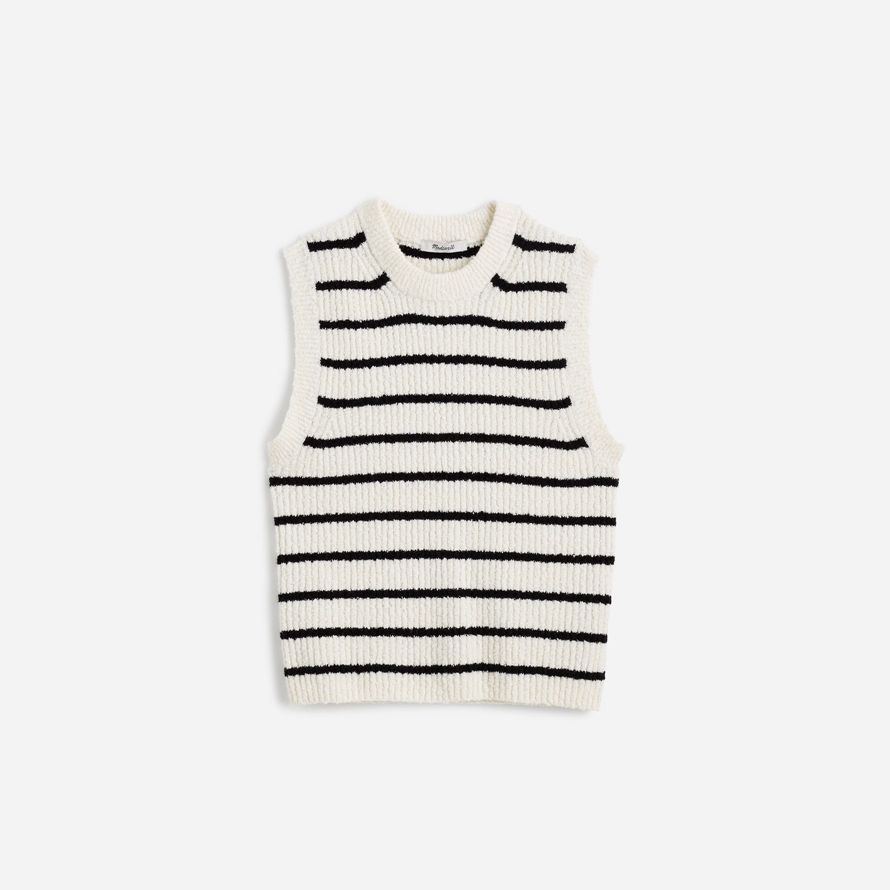 blanco negro para mujer de madewell boucl�suéter tanque