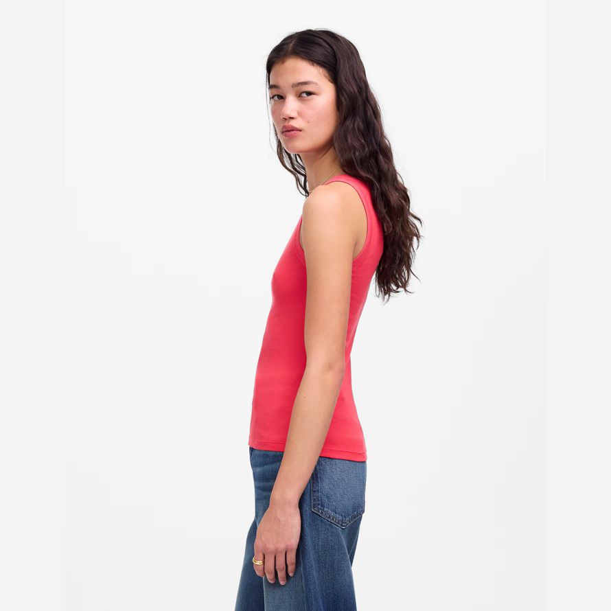 madewell regenerativa de algodón esencial de cuello alto womens tanque rojo