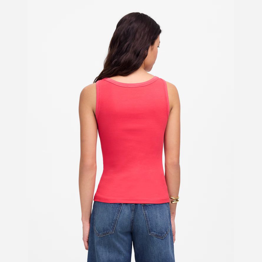 madewell regenerativa de algodón esencial de cuello alto womens tanque rojo