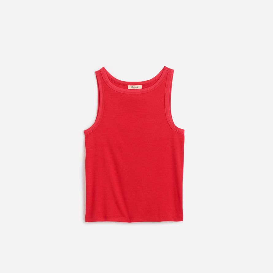 madewell regenerativa de algodón esencial de cuello alto womens tanque rojo