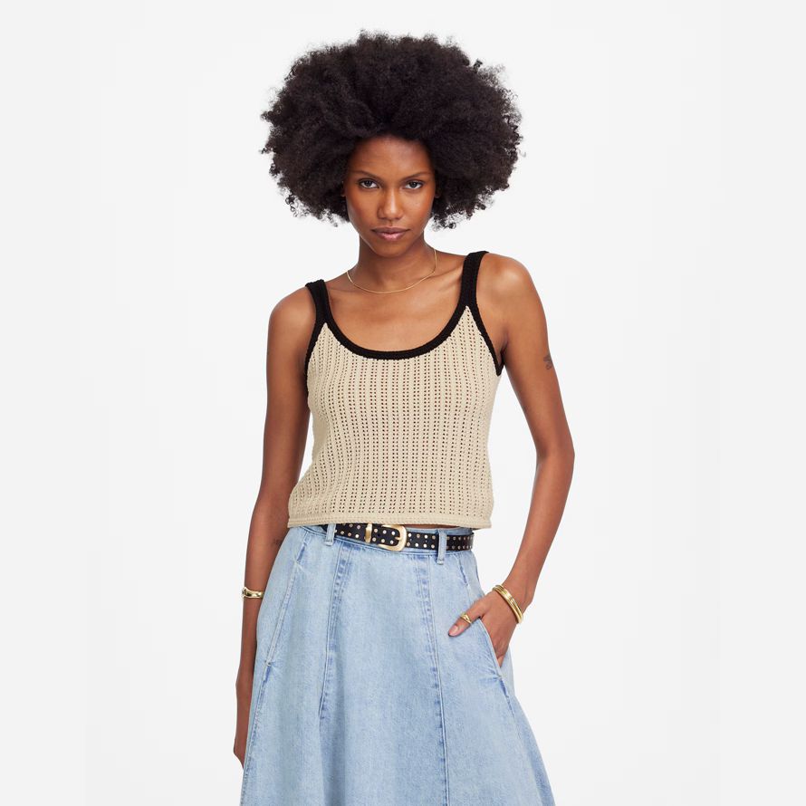womens madewell abierto de punto suéter de tanque beige