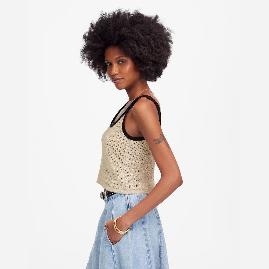 womens madewell abierto de punto suéter de tanque beige