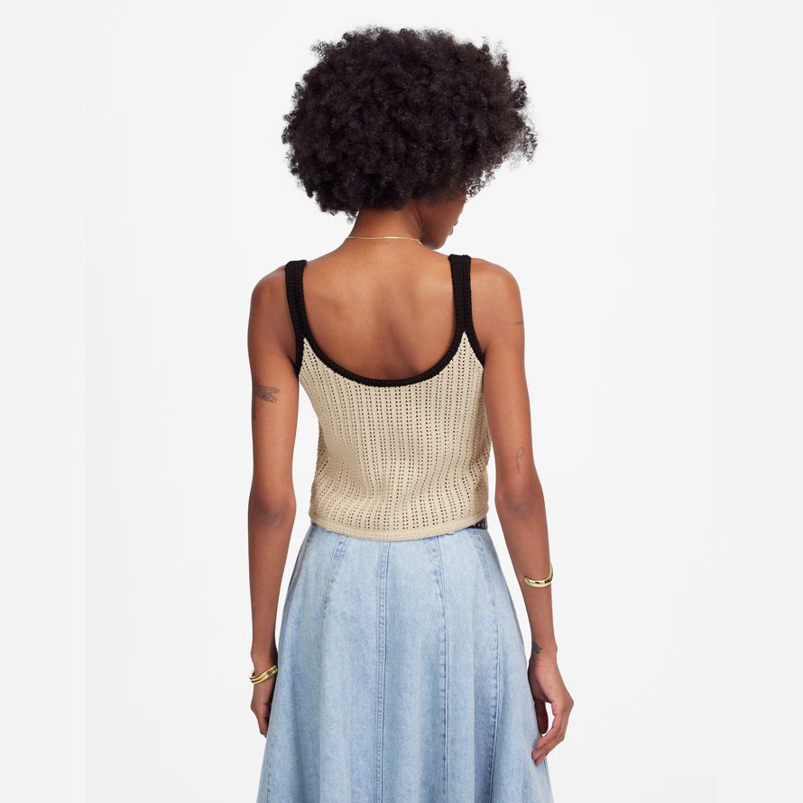 womens madewell abierto de punto suéter de tanque beige