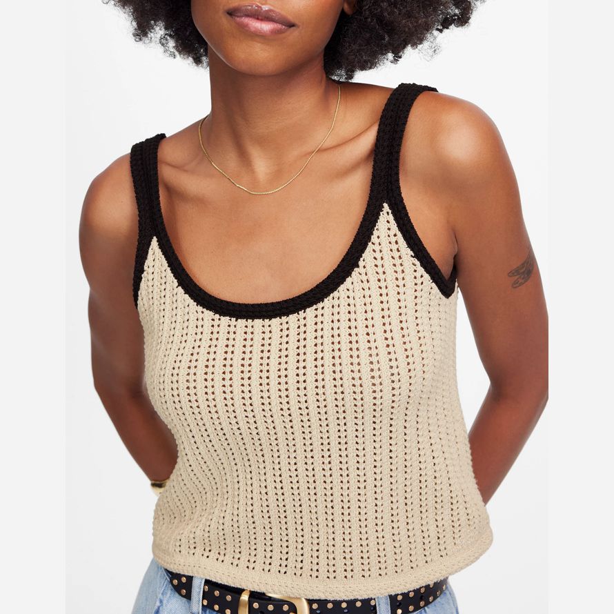 womens madewell abierto de punto suéter de tanque beige